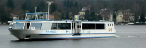 The F10 ferry crosses Berlin's Wannsee lake