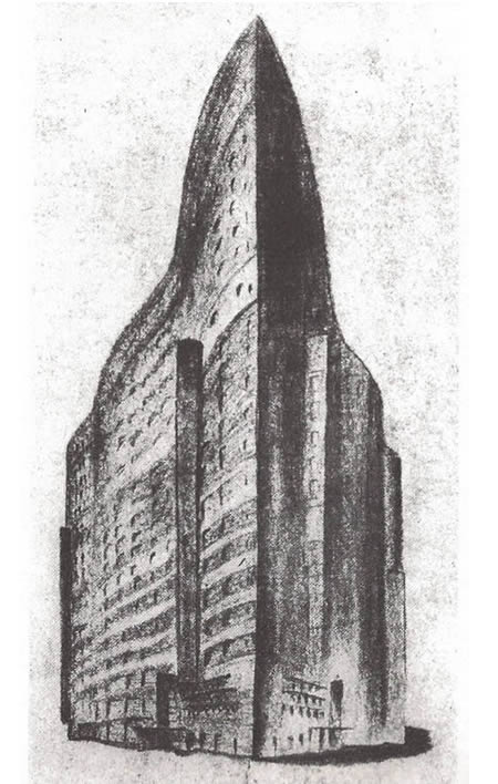 Hugo Häring, 1921 project to build a high-rise in Friedrichstrasse, Berlin
