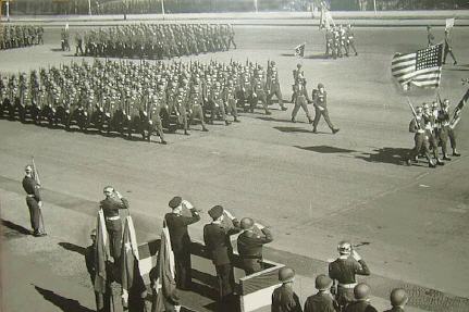 US forces parade on the Fourth Ring: a stretch of road built according to plans by Albert Speer