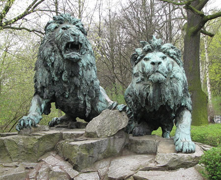 Bronze lions that once formed part of the National Kaiser Wilhelm Monument, Berlin