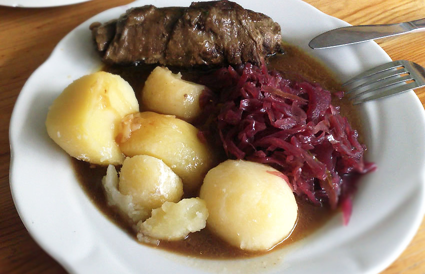 A hearty plate of traditional German food - big portions and bargain prices at Berlin's butchers