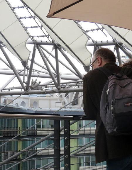 Berlin secret sights: a cafe right beneath the famous Sony Centre roof