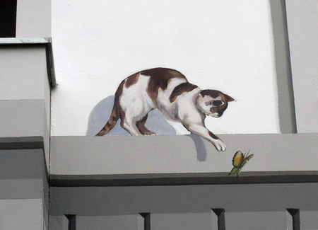 Just an illusion - detail of a mural on a housing block in Berlin's Mahrzahn district