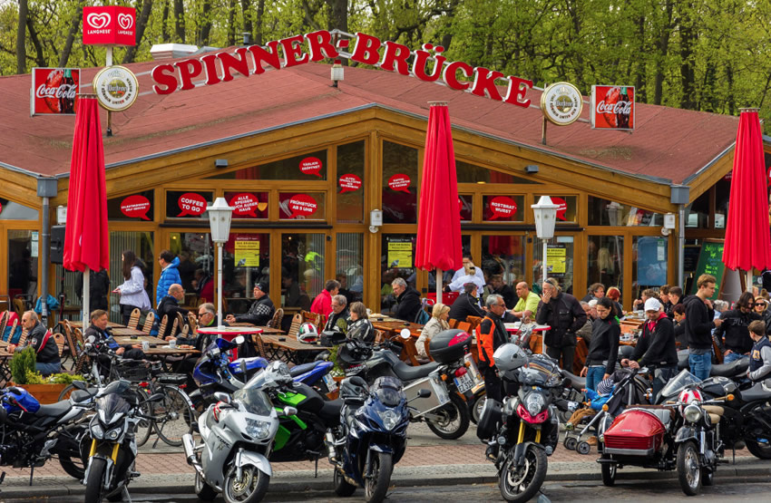 Spinner-Brücke restaurant in Grunewald, Berlin - a meeting place for bikers since 1956