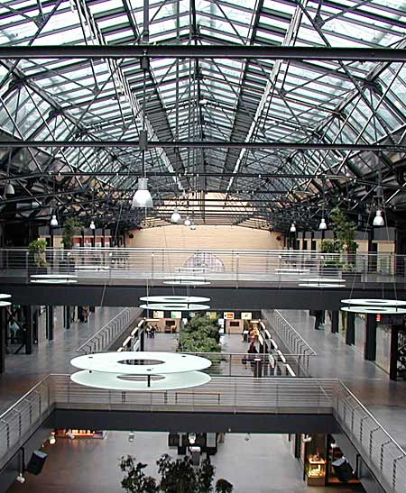 Borsig Hallen shopping centre, housed in a former industrial workspace