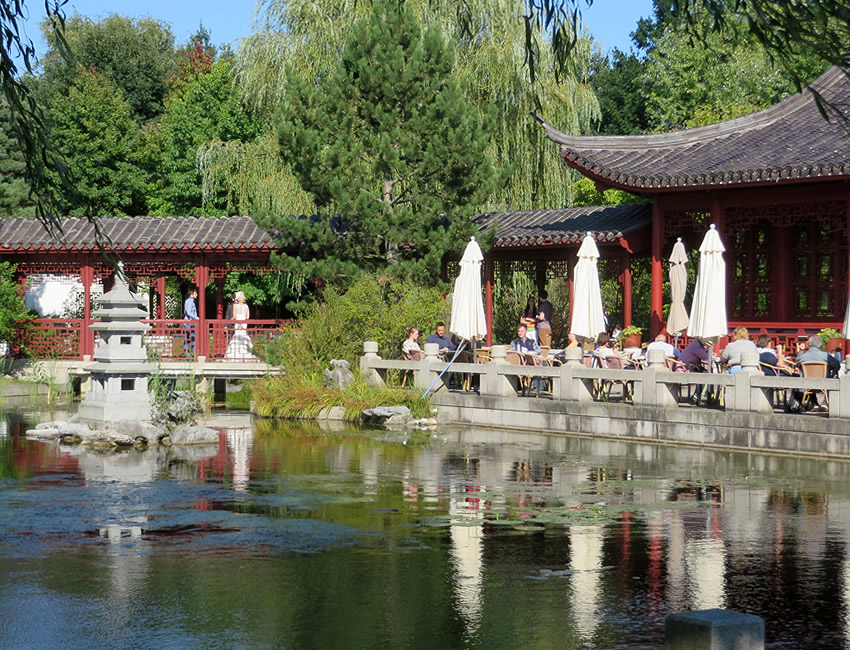 The beautiful Chinese teahouse in the Gardens of the World, Berlin