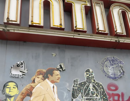 Street art adorns the facades of Berlin's Kino Intimes