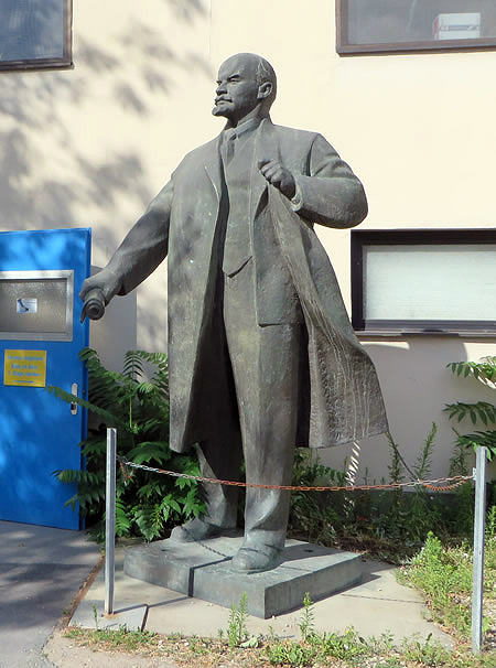 Statue of Lenin in the forecourt of a Berlin transport and removals firm
