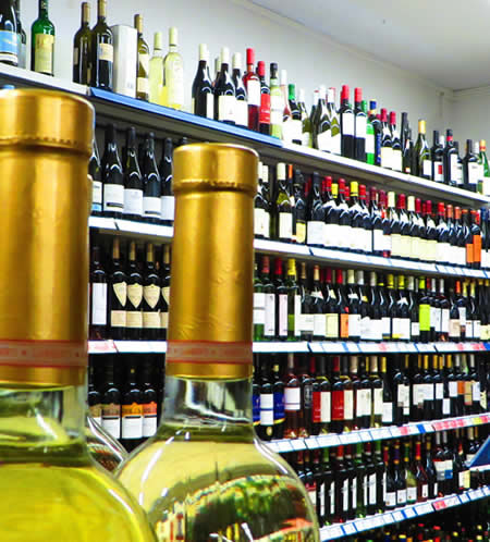 Wines on display in Berlin's drinks supermarkets