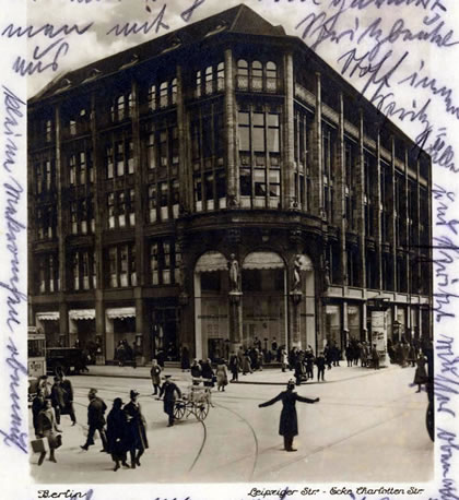 Old postcard image of Kersten & Tuteur, former Leipziger strasse store, Berlin