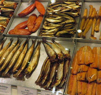 Hundreds of varieties of smoked fish in Wilmersdorferstrasse's Rogacki delicatessen